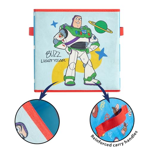 Image of Disney Pixar Toy Story Storage Cubes for Kids,2 Pack 10 inchx10 inch Collapsible Fabric Bins with Handles, Organizer Boxes with Handles for Bedroom, Playroom & Nursery