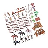 POPETPOP 43 Piezas Figuras Realistas Vaqueros Indios de Plástico Modelos Mini Simulados para Decoración de Escenas del Oeste Educativo