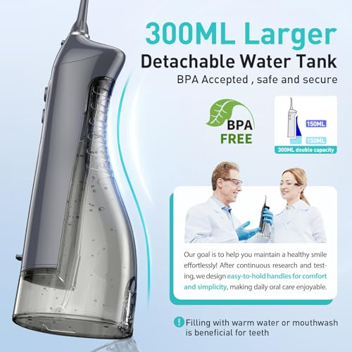 image for COSLUS Water Dental Flosser Teeth Pick: Portable Cordless 300ML Rechar