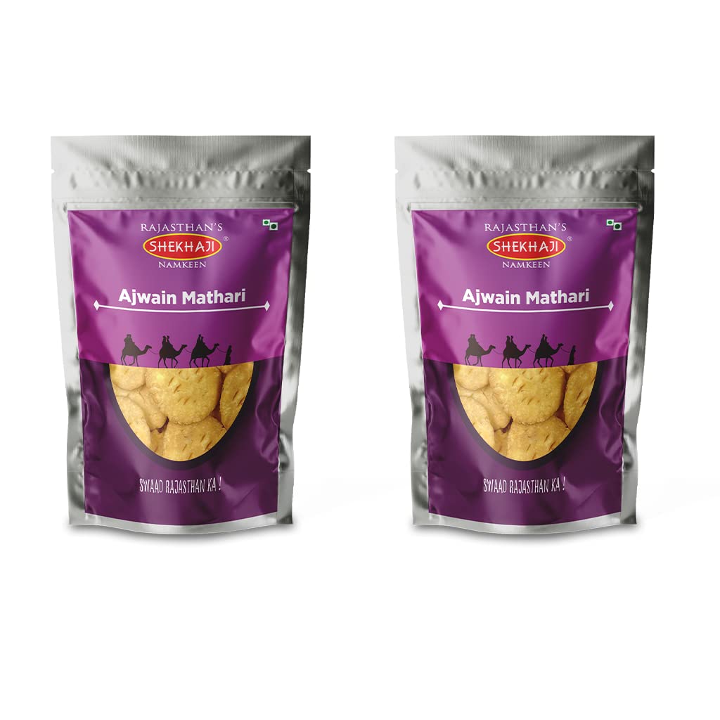 Shekhaji Ajwain Mathri 400 gm (Pack of 2-200 gm each) | Chai Time Snack | Authentic Handmade Namkeen from Rajasthan | No Preservatives, Ready to Eat Methi Matthi Snacks | Party Snacks (B09BB9XYL2) Amazon Price History, Amazon Price Tracker