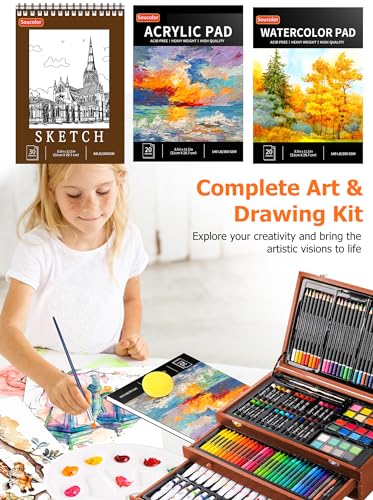 Soucolor SO-192 Art Supplies, 192-Pack Deluxe Art Set Drawing Painting Supplies Art Kit With Acrylic Pad, Watercolor Pad, Sketch Book, Canvases, Acrylic Paint, Crayons, Pencils, Gifts For Artists Adults Kids thumb #5