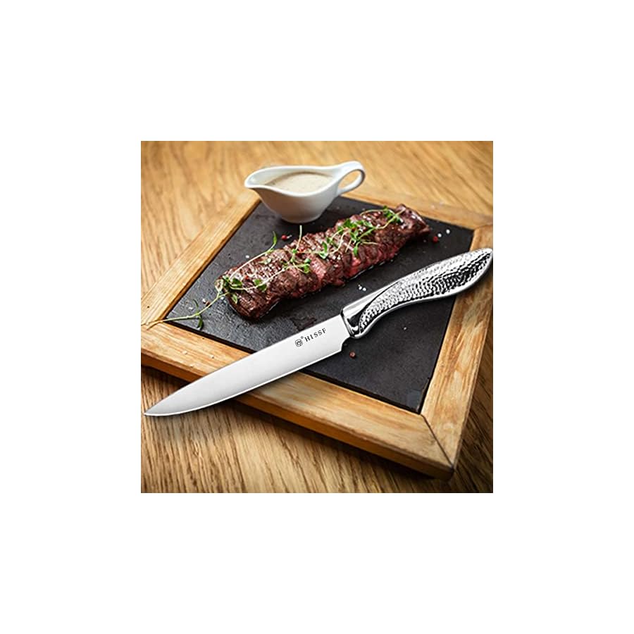 Knife set, HISSF Knife Set for Kitchen with Block, 14 Piece Kitchen Knife Set with Built-in Sharpener, Professional High Carbon Stainless Steel Kitchen Knives For Chopping, Slicing, Dicing