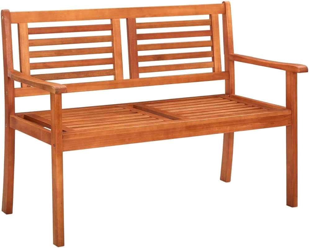 2-Seater Garden Bench Solid Eucalyptus Wood Outdoor Patio Furniture for Balcony Terrace Backyard Comfortable Ergonomic Seating Brown