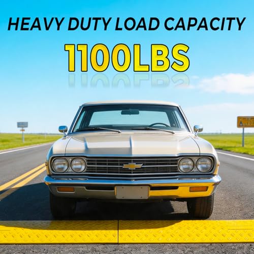 Image of 2 Pack Yellow Drop Over Cable Cover Ramp 40 x 5.3 x 0.9 Inch, Heavy Duty Cable Hose Protector Ramp with 1 Channel, High Load Capacity for Indoor Use, Office, Warehouse & Event Areas