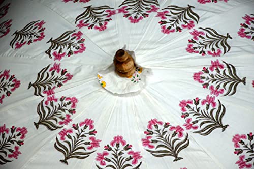 Handmade Wedding Decorations Umbrellas-Block Print Designer Cotton Garden Umbrella Sun Protection Umbrella Boho Umbrellas Parasol, Pink Green Flower, Youth Large / 11-13 #TOP5