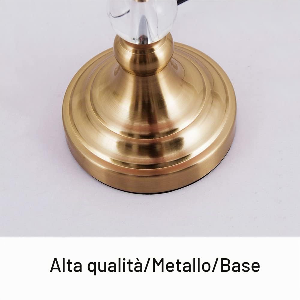 Lampada da Tavolo e Comodino,oro/beige paralume, Camera da Letto, Decorata - Accessori per la Casa - Cristallo - Stoffa - Metallo - E27 Max. 60 Watt - 25 x 47 cm