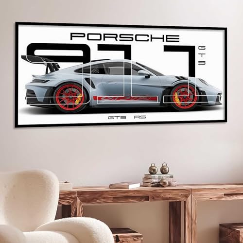 Image of kotart Big Porsche Car Framed Posters Gift Items for Boys Room Wall Decoration Bedroom Living Room Office Studio Decor | Car Poster Frame for Wall Decor Set Of 1 Size (10 x 19 inch)