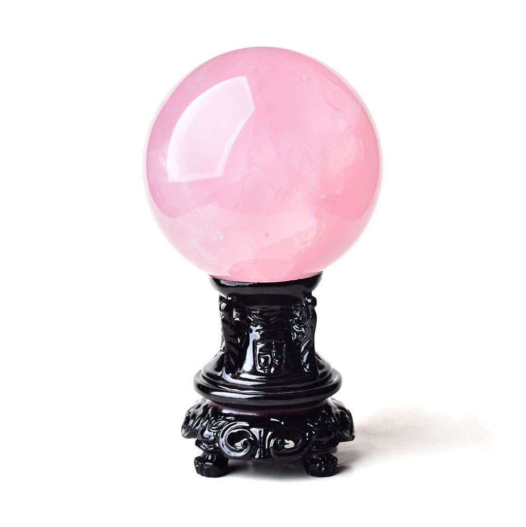 bola de cristal (en la magia occidental) 3.9 pulgadas (100 mm) de la bola de cristal rosado natural con resina de soporte y caja de regalo for la bola decorativa, Fotografía Lensball, Mirando adivinac