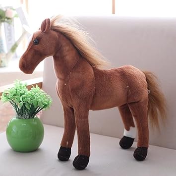 GMMAJ 50 CM Simulación Negro Caballo Blanco Pony Cebra Peluches Realista Animal Salvaje Muñeca Niños-50 CM,5