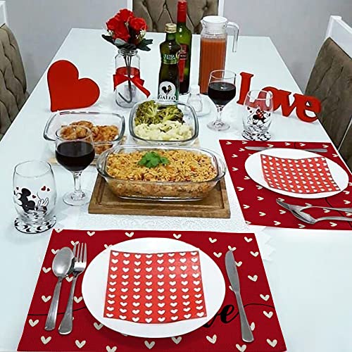 Arkeny Valentines Day Red Heart Placemats Set Of 4 Indoor Decor For Dining Table Love Farmhouse Holiday Party Decoration Ap023 #TOP4