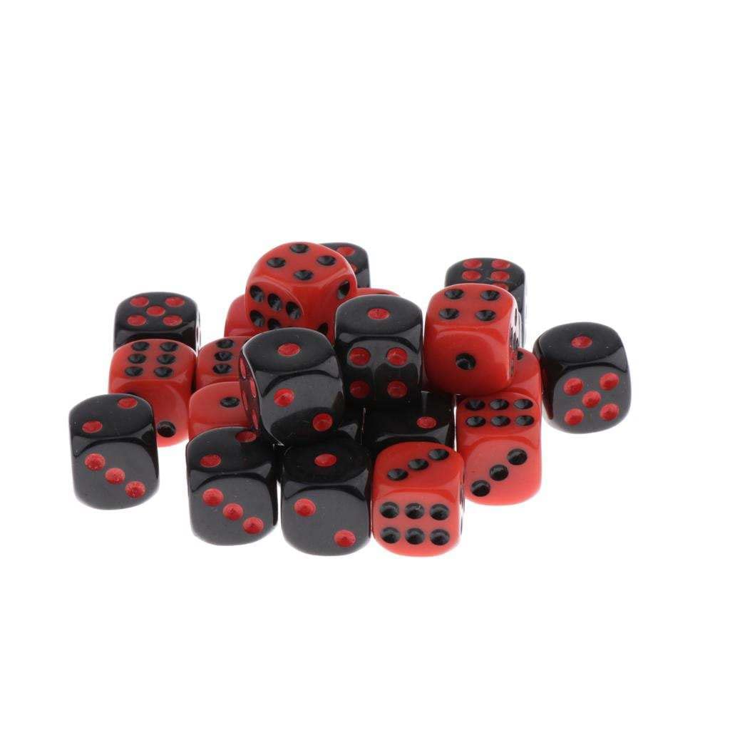 freneci 24pcs Two-Color Red And Black Six-Sided D6 Dice for D&D Role Playing Games