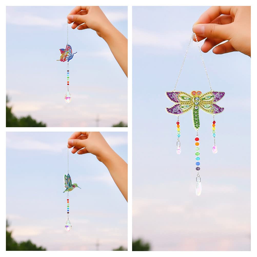 8 Carillons à Vent Peinture Diamant 5D | Décoration Fenêtre Jardin