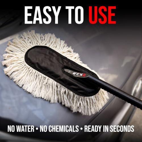 Image of CX2 Car Duster - Lint-Free & Scratch-Free Car Cleaner Brush with Long Handle - Car Dust Cleaner Features Paraffin Wax Coating for Better Cleaning Performance - Car Cleaning Brush for Exterior AeroX