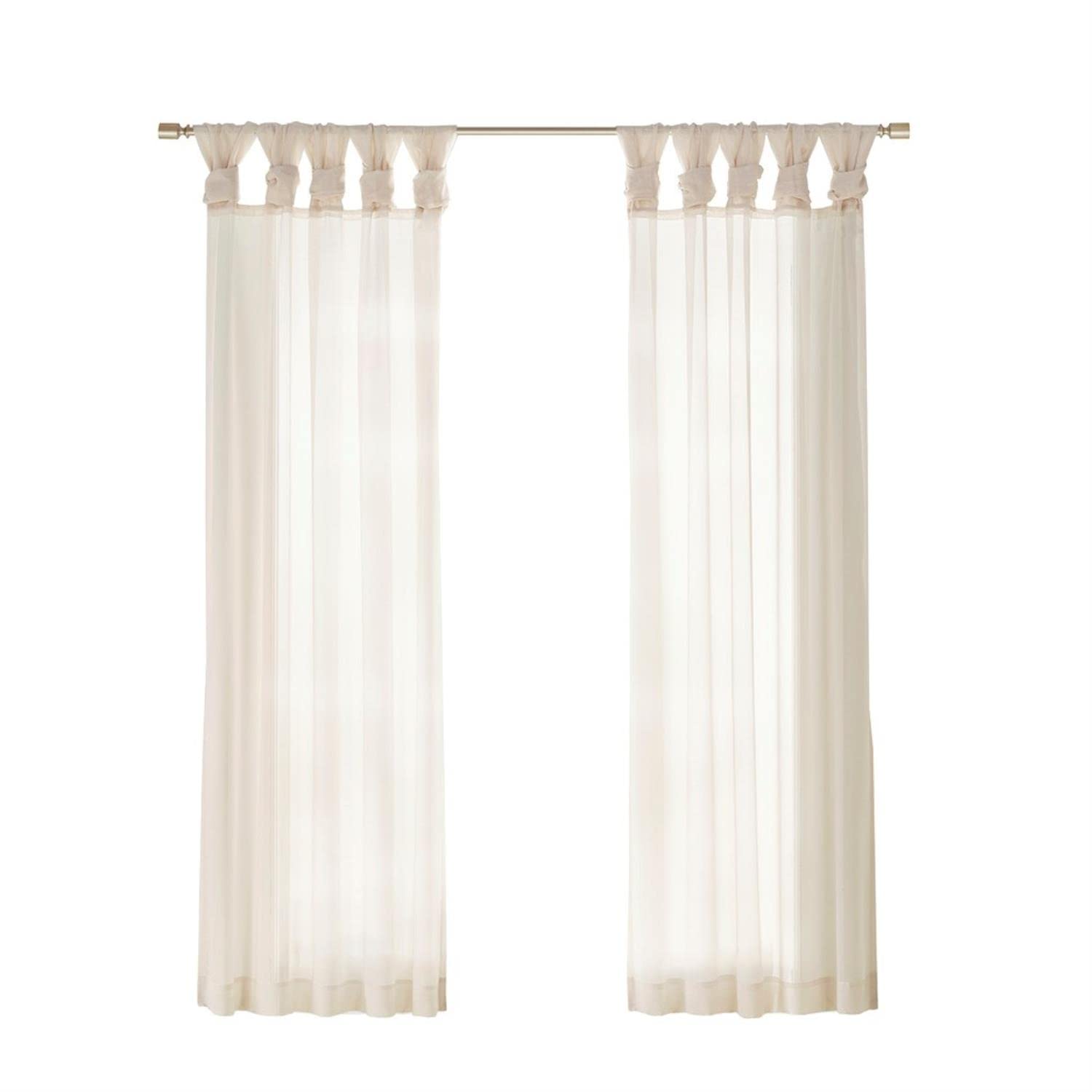 Madison Park Polyester Twisted Tab Poly Voile Window Pair with Ivory MP40-7372, W 50" x L 84" (2 Panels)