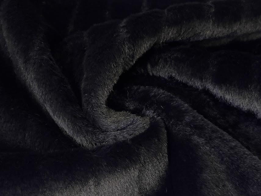 Tissu en fausse fourrure noir de luxe de 5 mètres pour couture