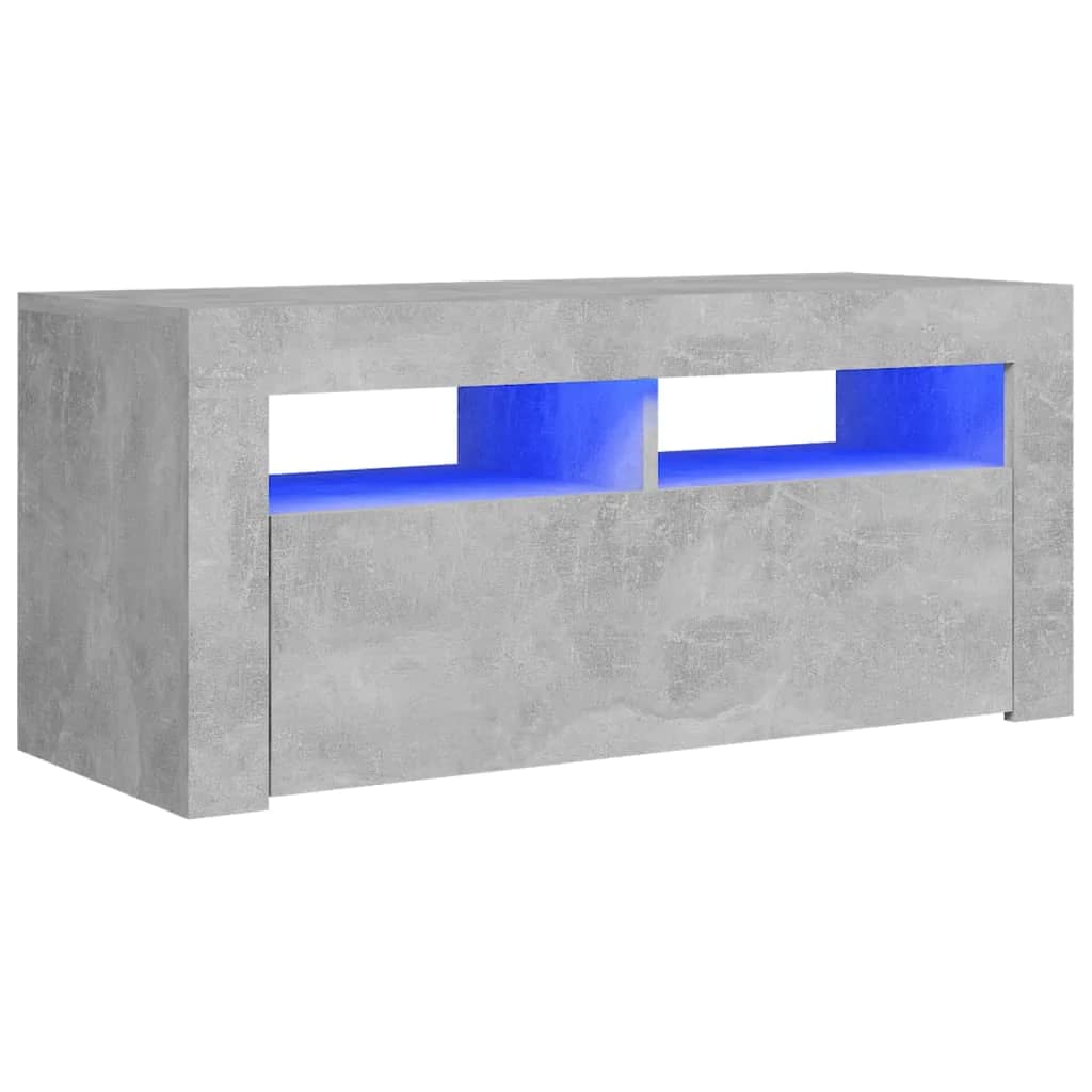 vidaXL Mobile Porta TV con Luci LED Grigio Cemento 90x35x40 cm
