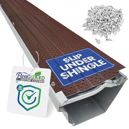 Image of FlowGuard Heavy-Duty 5 inch /6 inch USA Slip-Under Gutter Guards, Brown, 1,020 Ft