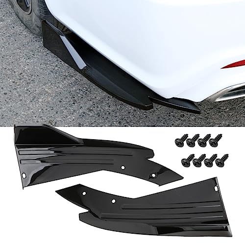 2PCS Universal Car Spoiler,Rear Bumper Lip Body Canard Diffuser Spoilers Black Front Bumper Lip Side Skirt Spoiler Splitter Protector Exterior Decoration Trim Kit Anti-Scratch (Smooth Black)