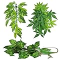 ERKOON Artificial Plastic Plant 3 Pieces Set Reptile Habitat and Aquarium Fish Terrarium Decor