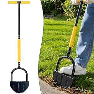 Laaorr Lawn Edger, Garden Edging Tool with Saw-Tooth Half Moon Edger Soft T-Grip Edging Tool for Garden Borders Grass Lawn Edge Cutter
