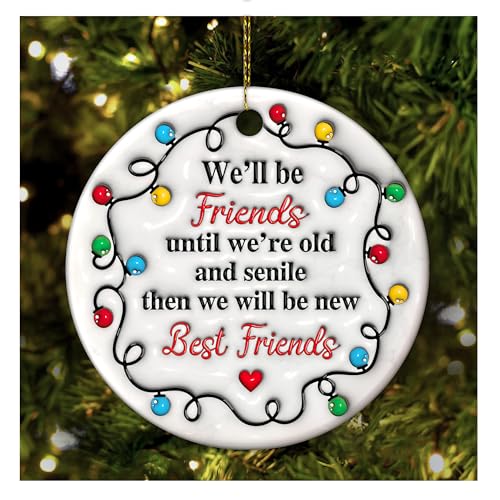 Hyturlte Best Friend Ornament 2025 – Bestie Christmas Ornaments for Tree – Cute Friendship Keepsake Gift for Women – Funny Friends Ornament Decoration