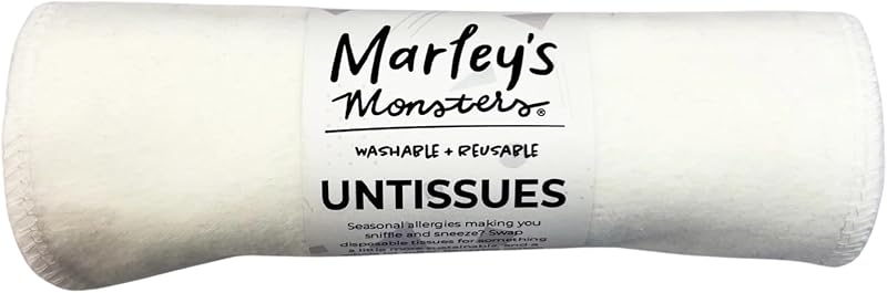 Marley's Monsters UNtissues Lenços Faciais Reutilizáveis de Algodão, Brancos, 12 Unidades