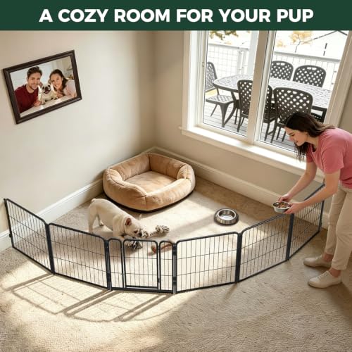 Image of FXW Homeplus Indoor Dog Playpen with Fence-to-Wall Anchors, 24 inch H, 6 Panels