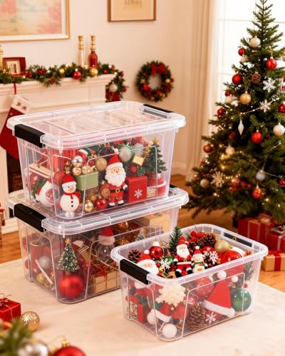 Plastic Storage Bins with Lids 6 Pack, 7 Quart Storage Containers With Black Buckle Latch, Stackable Storage Organizers for Home Pantry Office Classroom Organization, Clear - Image 3