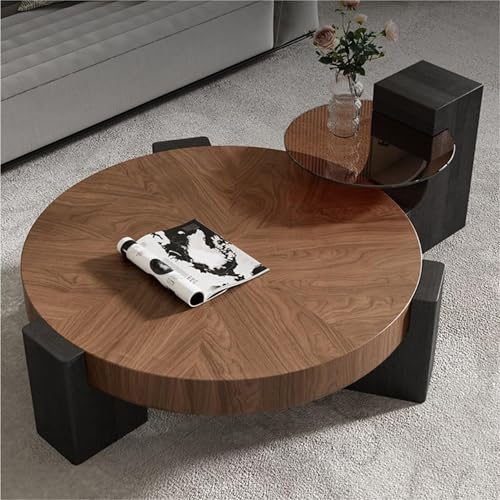 Image of The Attic Josephine Coffee Table Set, Glass Coffee Table, Wooden Centre Table