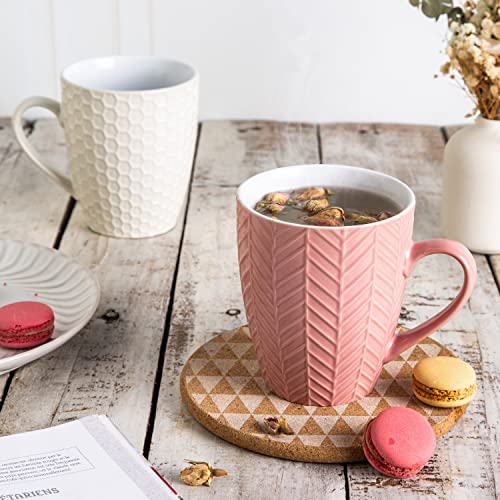 Amorarc Large Coffee Mugs Set Of 6, 20Oz Coffee Cups For Latte/Cappuccino/Tea/Cocoa/Soup, Ceramic Coffee Mugs With Textured Patterns For Men Women Mom Dad, Dishwasher&Microwave Safe, Multi-Color #TOP5