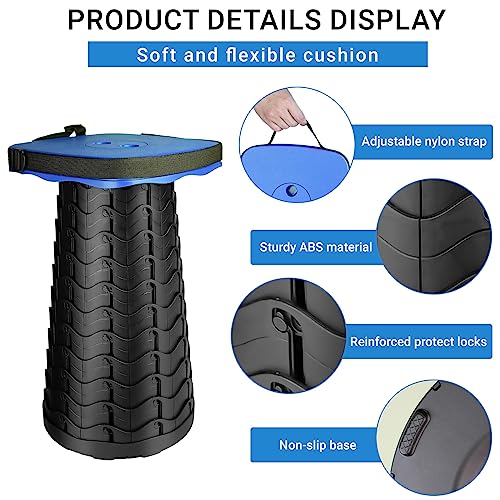 Image of Upgraded Folding Stool - 485lbs Load Capacity,Telescopic Stool,Portable Collapsible Seat for Camping,Fishing,Hiking,Travel