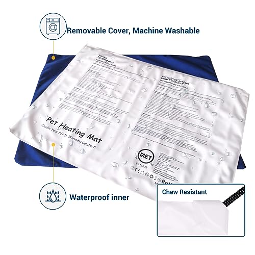 Namsan Heizkissen für Hunde Katze mit wasserdichte Abdeckung Einstellbar Temperaturregler 50cm x 50cm(Blau)