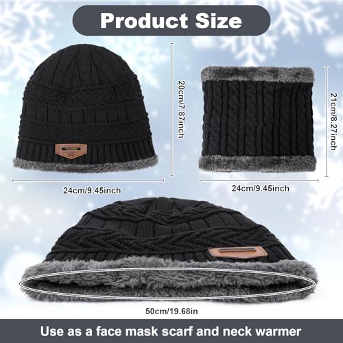 3 Pcs Boys Girls Winter Beanie Hat Scarf Gloves Set Thick Knitted Warm Toddler Winter Hat Mittens Neck Warmer for Kids3