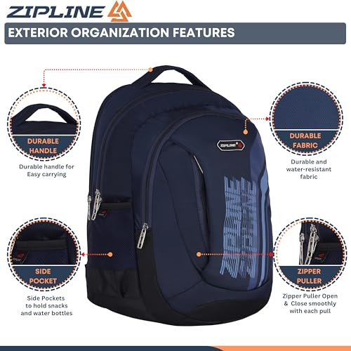 Image of Zipline Casual backpack School bags for boys & Girls |35L Water Resistant backpack bags for women|Stylish,Lightweight,Durable|College bag for boys