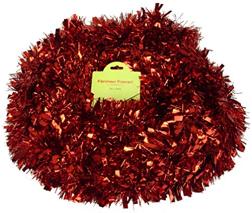 Christmas Concepts® 3m / 9.8ft Orpello di Natale Grosso/fine - Decorazioni Natalizie - Tinsel di Alta qualità (Rosso)