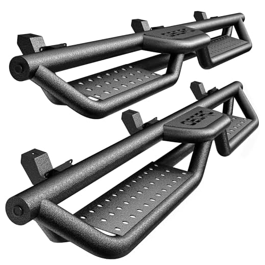 OEDRO Running Boards with Two Stairs Design All-Steel Build, Bolt-on Side Steps Compatible with 2018-2025 Jeep Wrangler JL 4 Door, Black Powder Coated Nerf Bar
