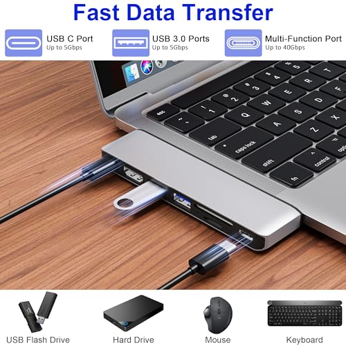MacBook adaptador multipuerto Thunderbolt 3 compatible con Air M3 M4 3
