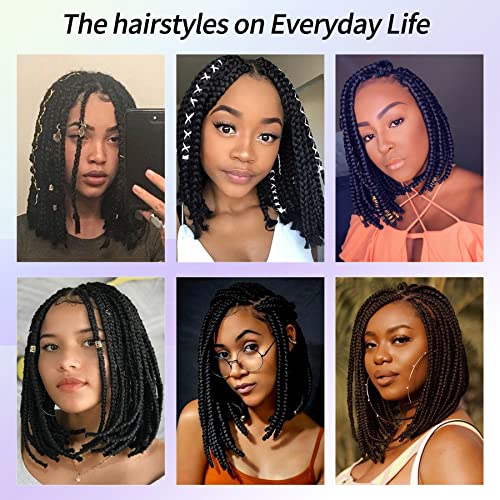 Kalyss 4X4 Lace Front Knotless Box Braided Wigs For Black Women 12 Inches Lace Frontal Short Bob Braided Wig With Baby Hair Synthetic Black Lightweight Box Braid Wig #TOP5