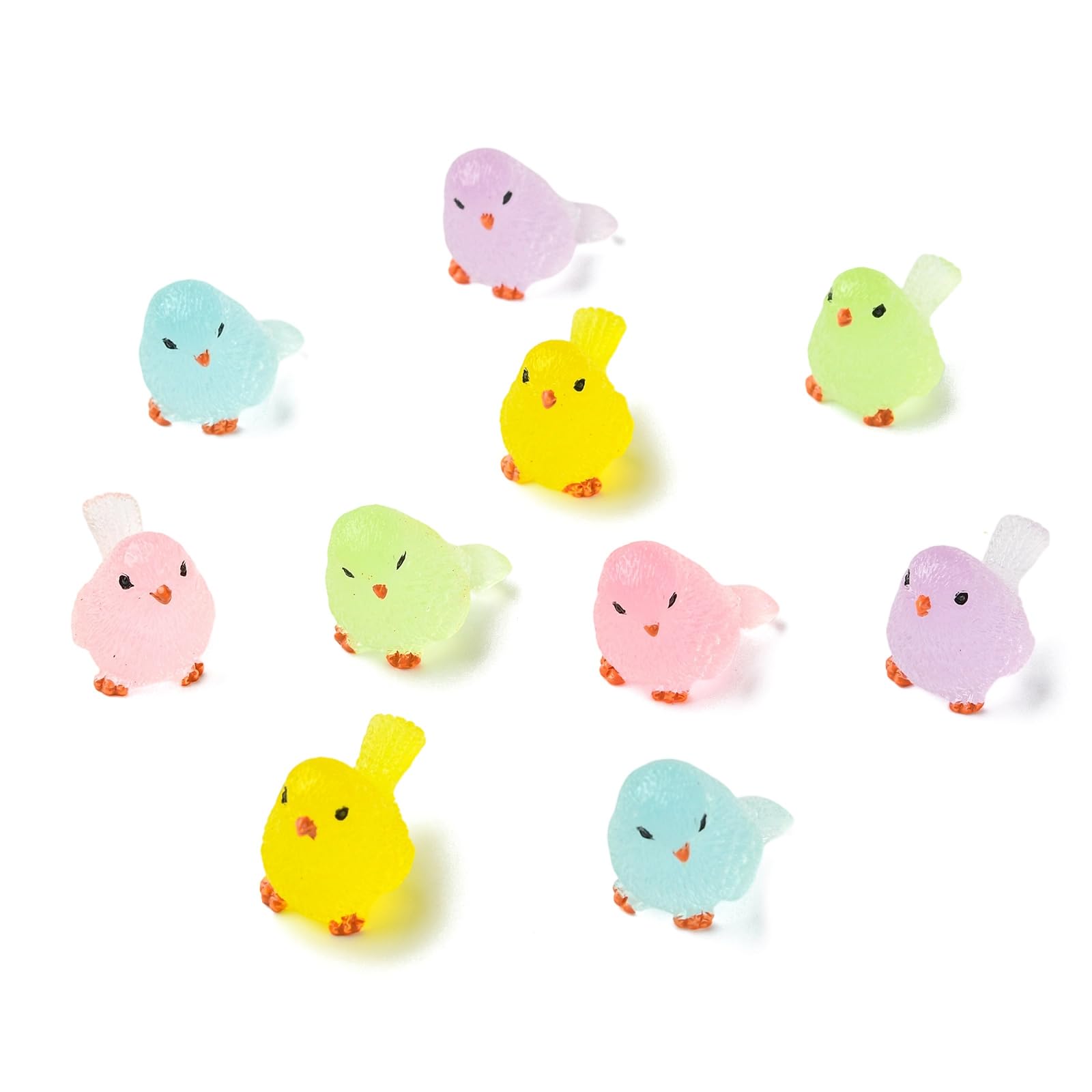 Stiesy Lot de 20 figurines d'oiseaux phosphorescentes, 10 styles de mini oiseaux lumineux pour micro paysage, décoration de jardin féérique, loisirs créatifs et décorations de bureau