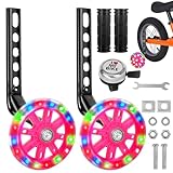 Rppiup Bike Stabilisers, Stabilisers for Children Bike Mute Flash Wheels, Kid Bikes Stabiliser for Child Bikes Bicycle Training 12 14 16 18 20 In with Adjustable Bicycle Stabiliser Mounted Kit (PINK)