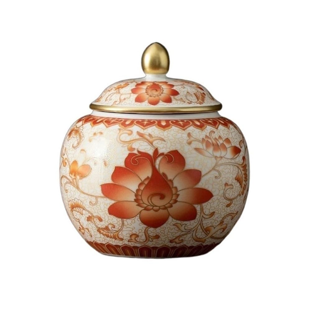 CHENGAIJIAN Tea Canister Ceramic Tea Canister Household Sealed Storage Jar Empty Canister Ornaments(Red)
