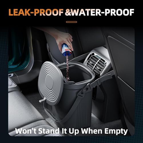 Image of 2 Gallon Silicon Car Trash Can with Lid - 100% Leak-Proof Trash Bin, Waterproof Garbage Can, Gifts for Men and Women