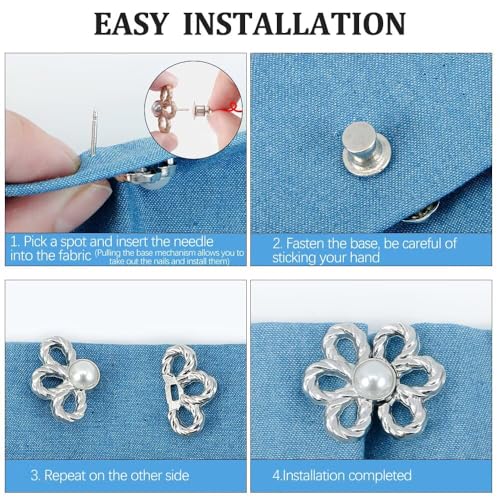 Hosen Enger Machen Clip, 6 Stück Metall Hosenbund enger Machen Jeans Hosenknöpfe ohne Nähen Verstellbare Jeansknöpfe zum Verkleinern der Hosentaille