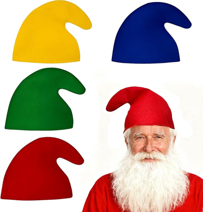HVIHWI 4 Stück Zwergenmütze für Erwachsene, Einheitsgröße,...
