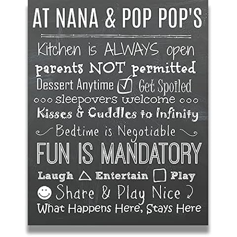 Grandparents House Rules art print Art Print - 11 x 14 Unframed wall art for Nana and Pop Pops Cover