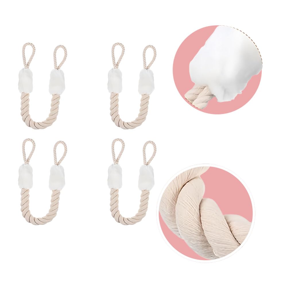 Protección contra pinzas, cuerda de puerta, tope de puerta, protección contra pinzas, para puertas, cordón blanco, tirador de puerta, 60 cm para la protección de dedos y mascotas, algodón/poliéster, 4