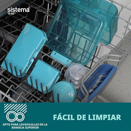 Miniatura 4 de Sistema To Go Fiambrera Bento Fiambrera Con Tarrina Para Yogur O Fruta 1,25 L Verde Azulado