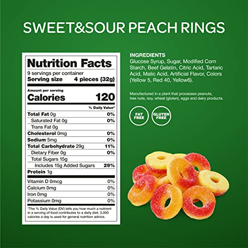 Funtasty Peach Rings Soft Gummy Candy, Sour And Sweet - 11 Ounce Bag #TOP2
