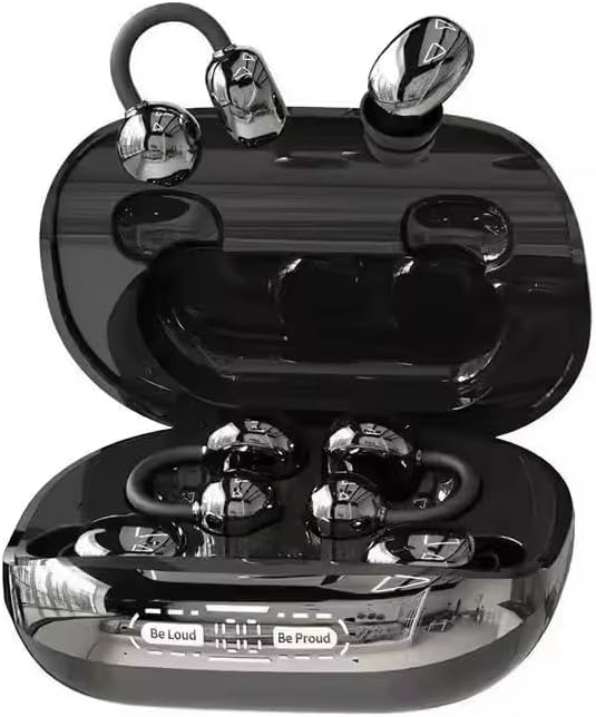 Sleep Earbuds Wireless Bluetooth 6.0, 2-in-1 Dual Earbuds Set, in-Ear & Clip-On, 10mm Driver, 32H Battery, IPX5, LED Display for Side Sleepers Couples-Black