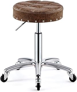 Round Rolling Stool Chair Heavy Duty Salon Massage 360° Swivel Salon Stool with Wheels (Color : Black) Marriage (Brown)
